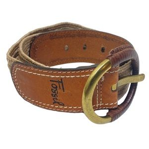 Fosil Small Leather Woven Belt